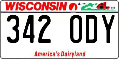 WI license plate 342ODY