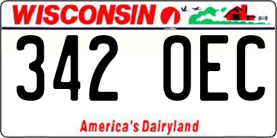 WI license plate 342OEC