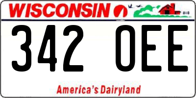 WI license plate 342OEE