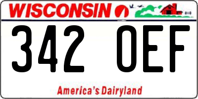 WI license plate 342OEF