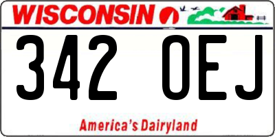 WI license plate 342OEJ