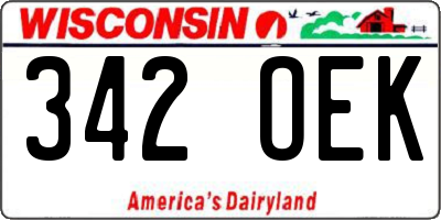WI license plate 342OEK