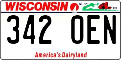 WI license plate 342OEN