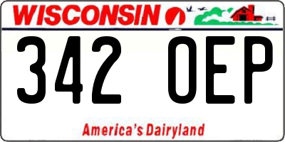 WI license plate 342OEP
