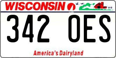 WI license plate 342OES