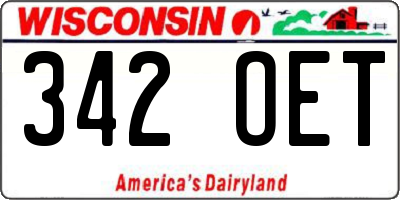 WI license plate 342OET