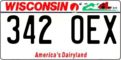 WI license plate 342OEX