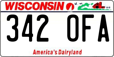 WI license plate 342OFA