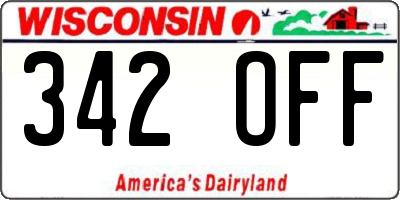 WI license plate 342OFF