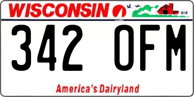 WI license plate 342OFM