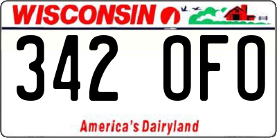 WI license plate 342OFO