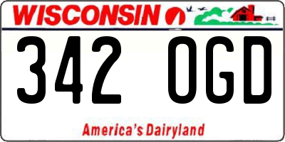 WI license plate 342OGD