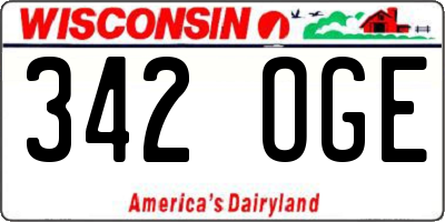 WI license plate 342OGE