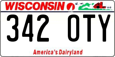 WI license plate 342OTY