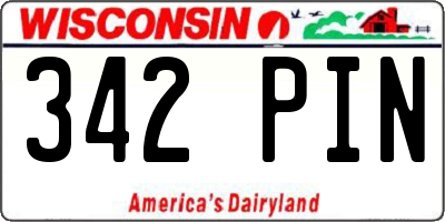 WI license plate 342PIN