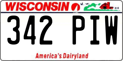 WI license plate 342PIW