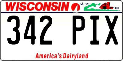 WI license plate 342PIX