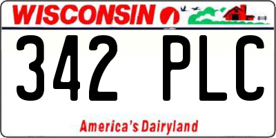 WI license plate 342PLC