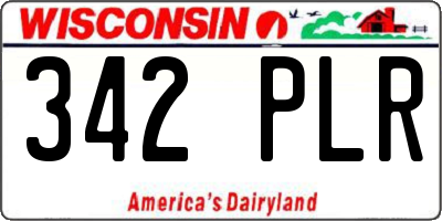 WI license plate 342PLR
