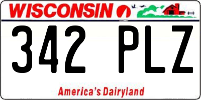 WI license plate 342PLZ
