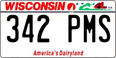 WI license plate 342PMS
