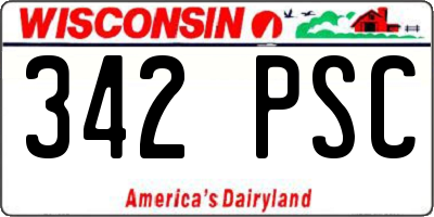 WI license plate 342PSC