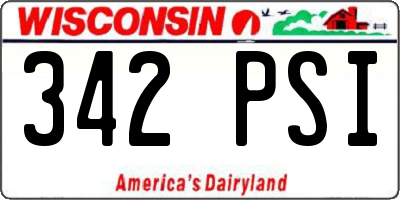 WI license plate 342PSI