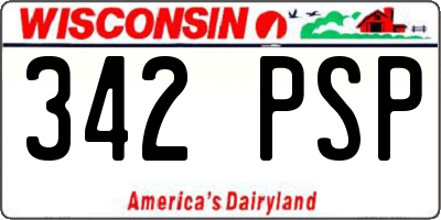 WI license plate 342PSP