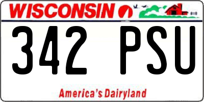 WI license plate 342PSU