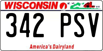WI license plate 342PSV