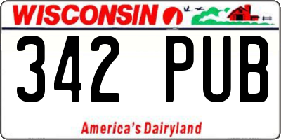 WI license plate 342PUB