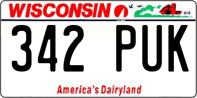 WI license plate 342PUK