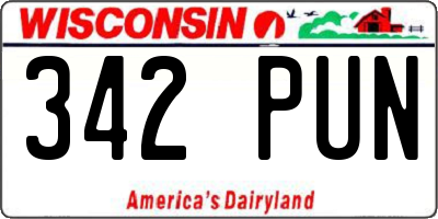 WI license plate 342PUN