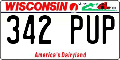 WI license plate 342PUP