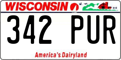 WI license plate 342PUR