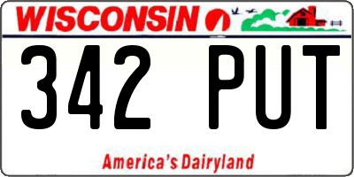 WI license plate 342PUT