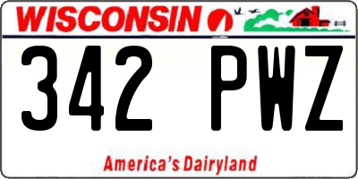 WI license plate 342PWZ