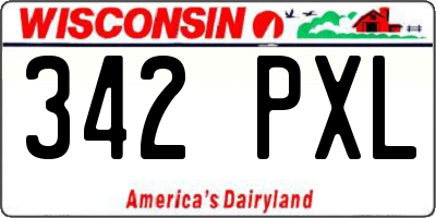 WI license plate 342PXL