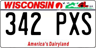 WI license plate 342PXS