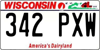 WI license plate 342PXW