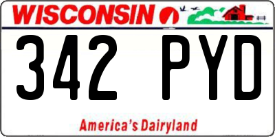 WI license plate 342PYD