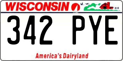 WI license plate 342PYE