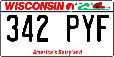 WI license plate 342PYF