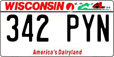 WI license plate 342PYN