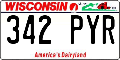 WI license plate 342PYR