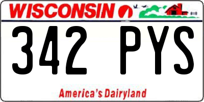 WI license plate 342PYS