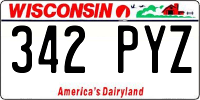 WI license plate 342PYZ
