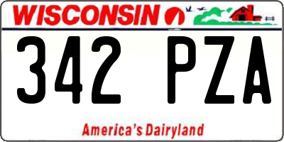 WI license plate 342PZA