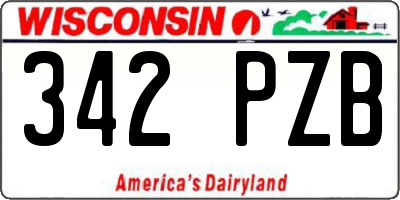 WI license plate 342PZB