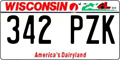WI license plate 342PZK